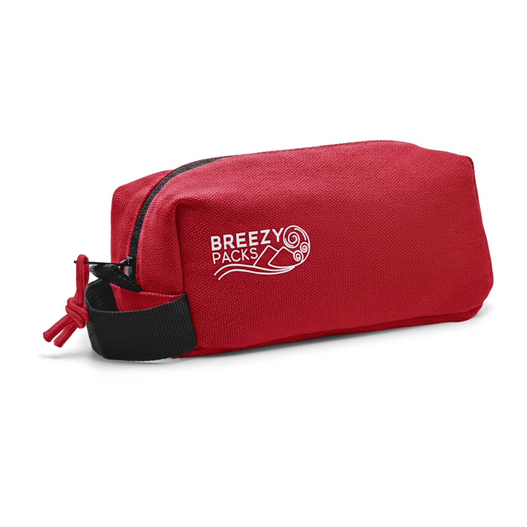 Red medicine cooling case with 'Breezy Packs' logo on a white background 