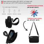 Black medical bag with temperature resistance features on a white background 